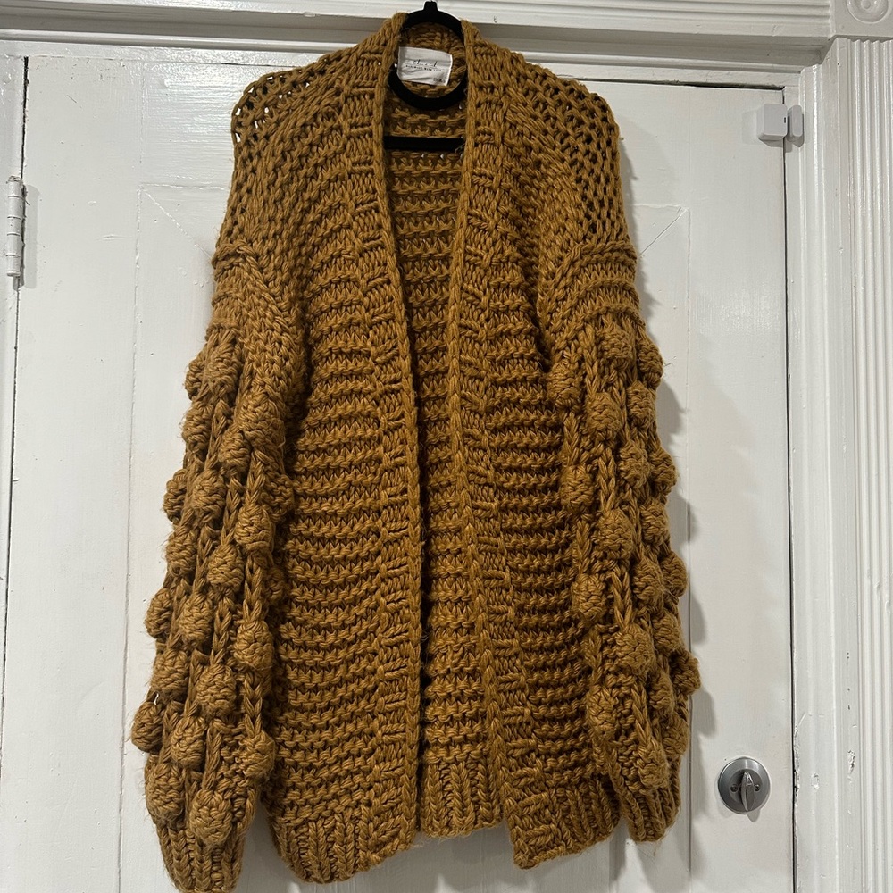 CHICWISH CHUNKY CARDIGAN IN CARAMEL